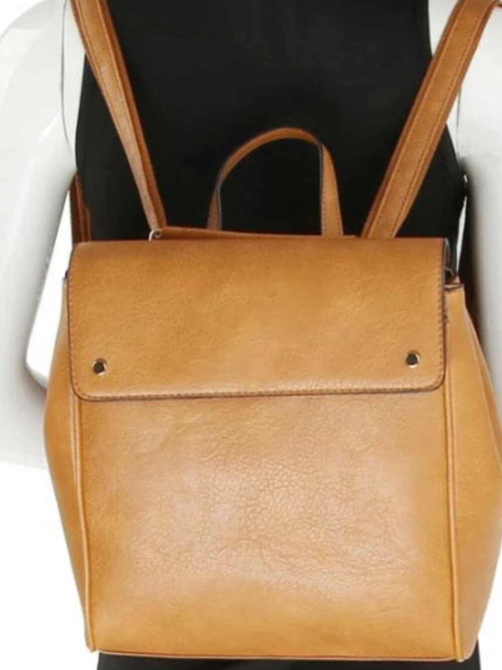 Black Vegan Leather Convertible Backpack Handbag Crossbody Purse NWT - Picture 2 of 6